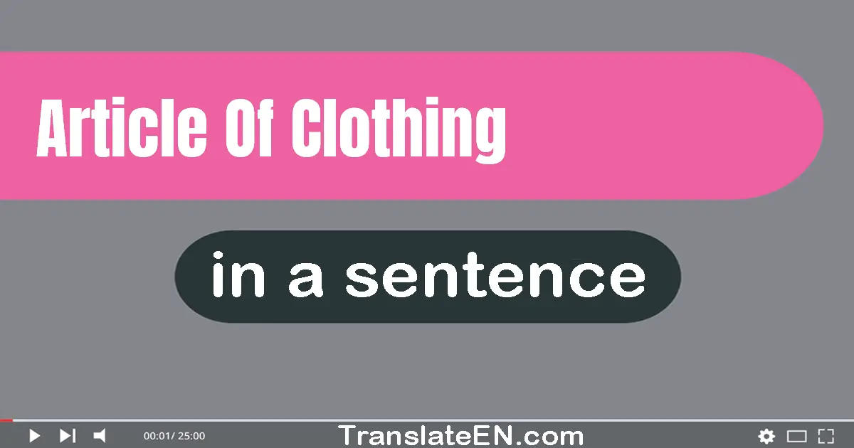 Use "article of clothing" in a sentence | "article of clothing" sentence examples