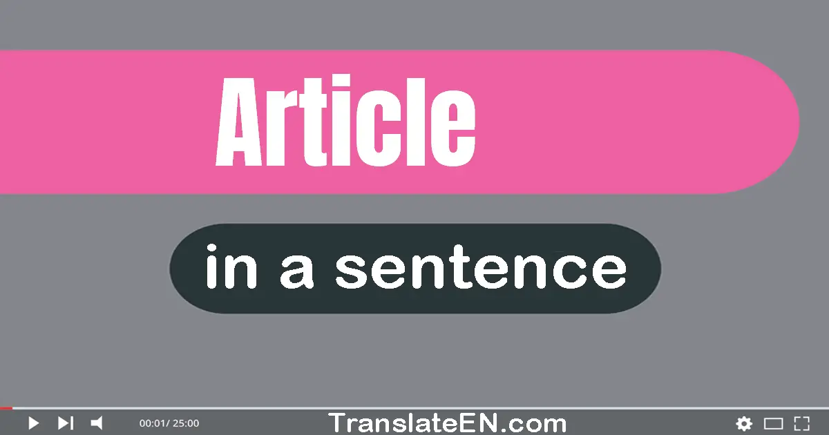 Use "article" in a sentence | "article" sentence examples