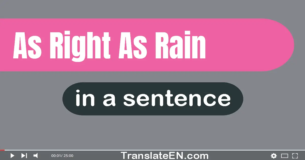 Use "as right as rain" in a sentence | "as right as rain" sentence examples