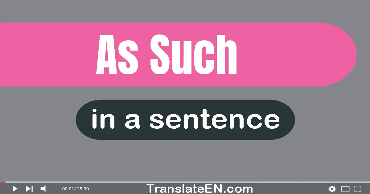 Use "as such" in a sentence | "as such" sentence examples