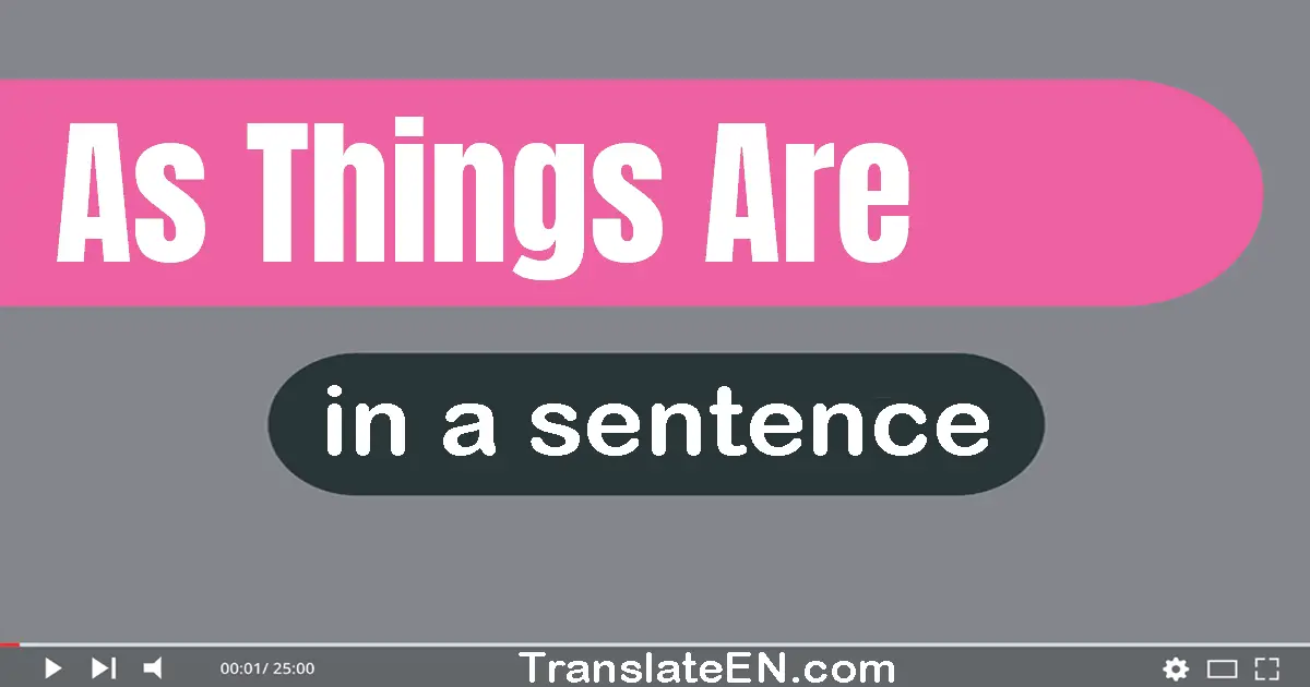 Use "as things are" in a sentence | "as things are" sentence examples
