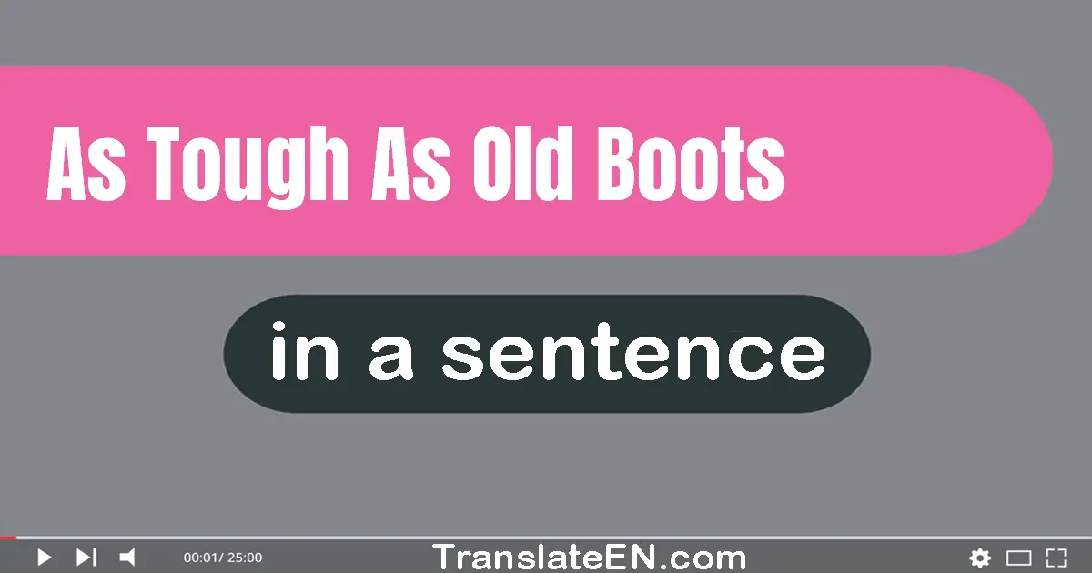 Use "as tough as old boots" in a sentence | "as tough as old boots" sentence examples