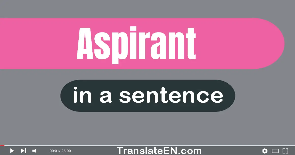 Use "aspirant" in a sentence | "aspirant" sentence examples
