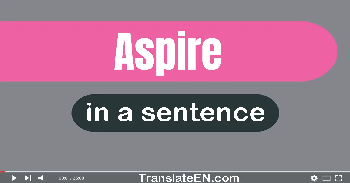 Use "aspire" in a sentence | "aspire" sentence examples