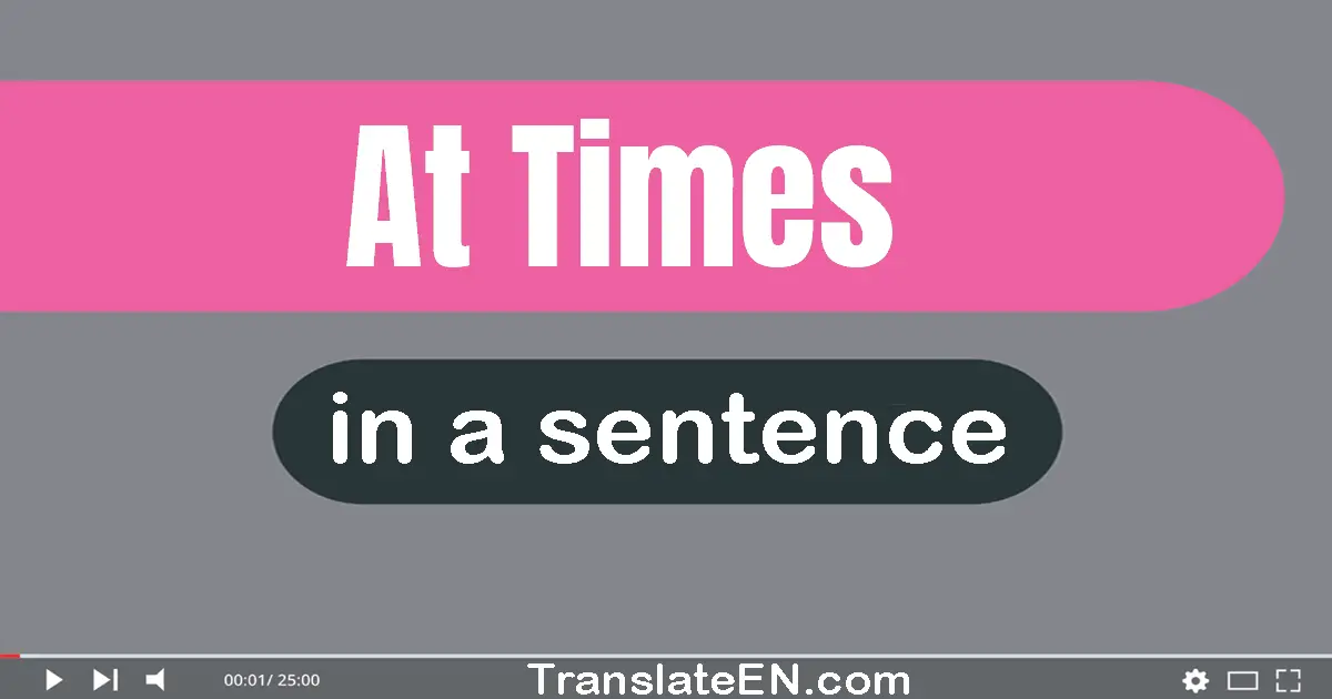 Use "at times" in a sentence | "at times" sentence examples