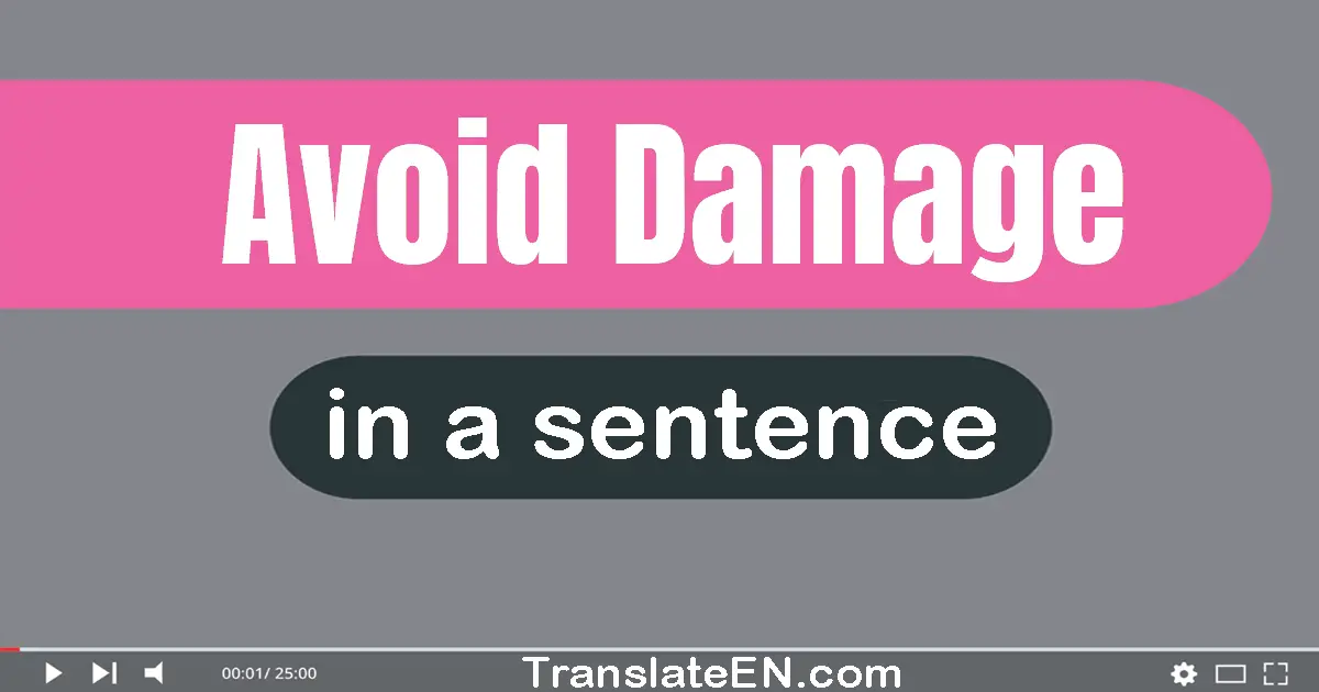 Use "avoid damage" in a sentence | "avoid damage" sentence examples
