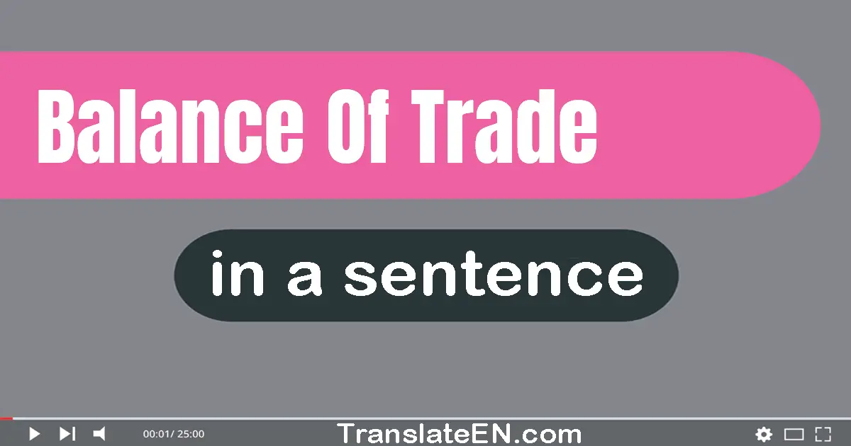 Use "balance of trade" in a sentence | "balance of trade" sentence examples