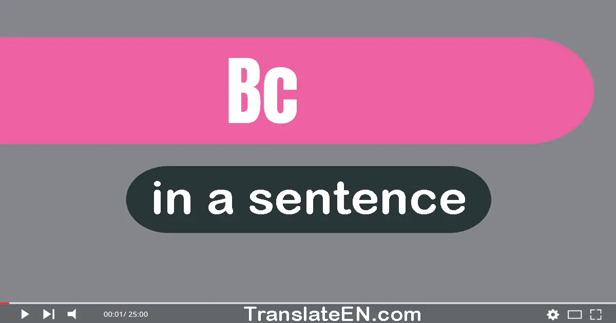 Use "bc" in a sentence | "bc" sentence examples