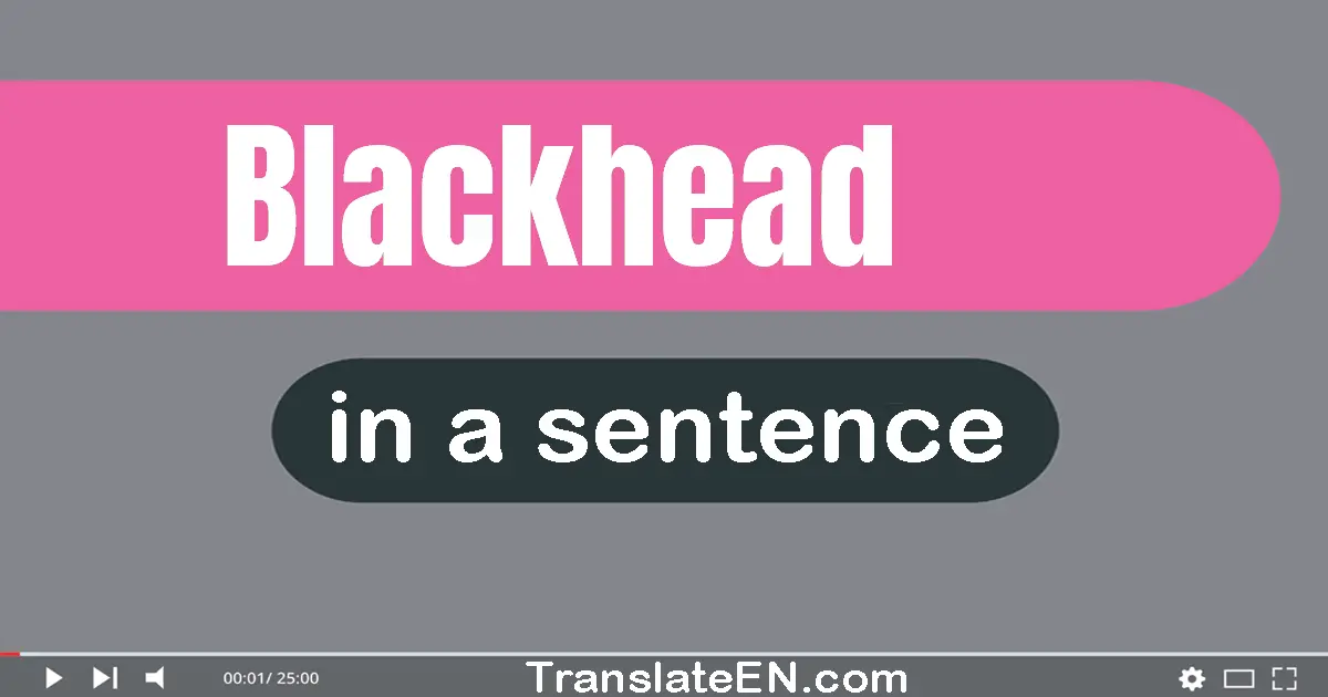 Use "blackhead" in a sentence | "blackhead" sentence examples