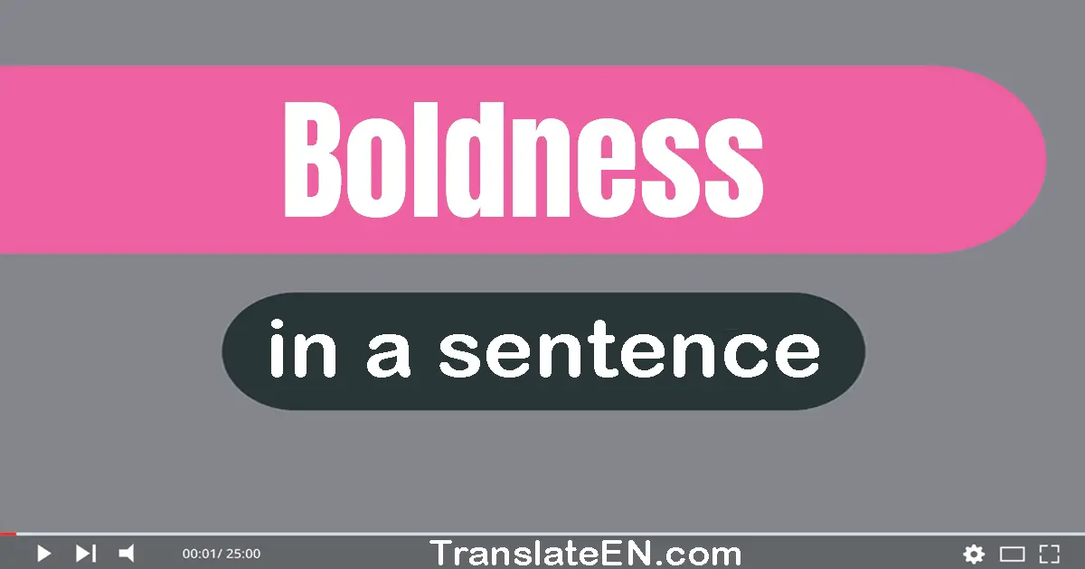 Use "boldness" in a sentence | "boldness" sentence examples