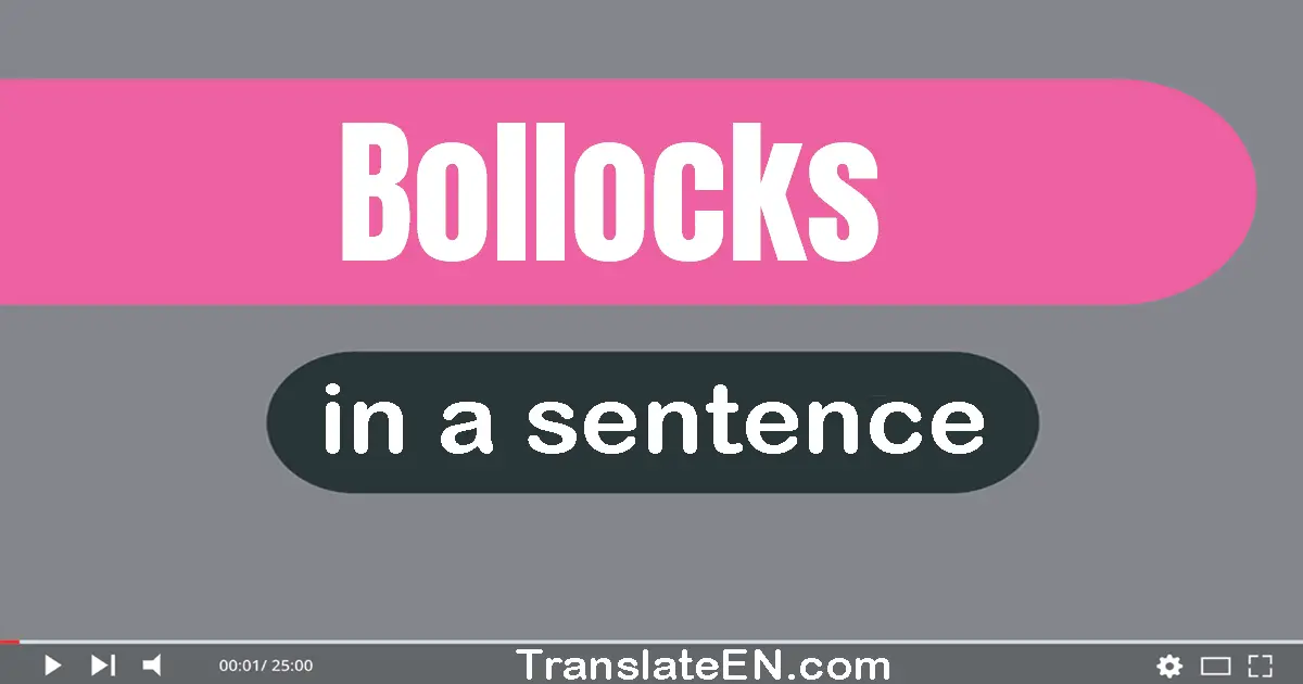 Use "bollocks" in a sentence | "bollocks" sentence examples