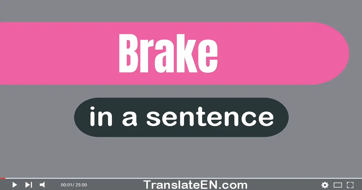Use "brake" in a sentence | "brake" sentence examples