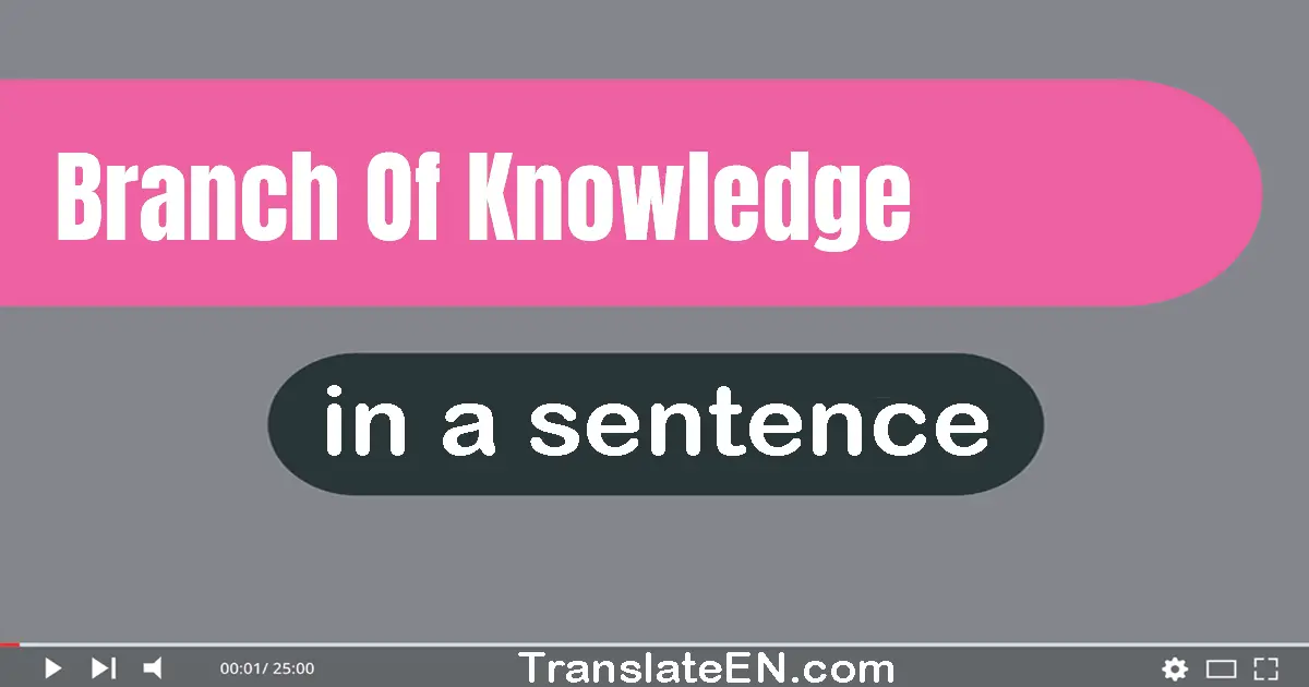 Use "branch of knowledge" in a sentence | "branch of knowledge" sentence examples