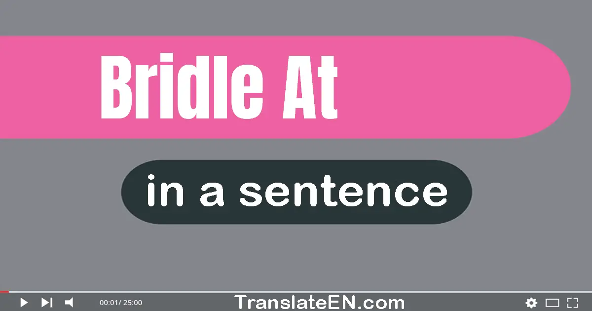 Use "bridle at" in a sentence | "bridle at" sentence examples