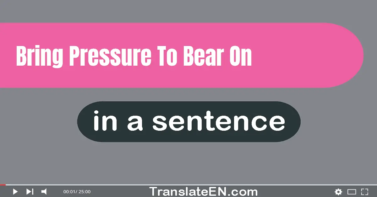 Use "bring pressure to bear on" in a sentence | "bring pressure to bear on" sentence examples