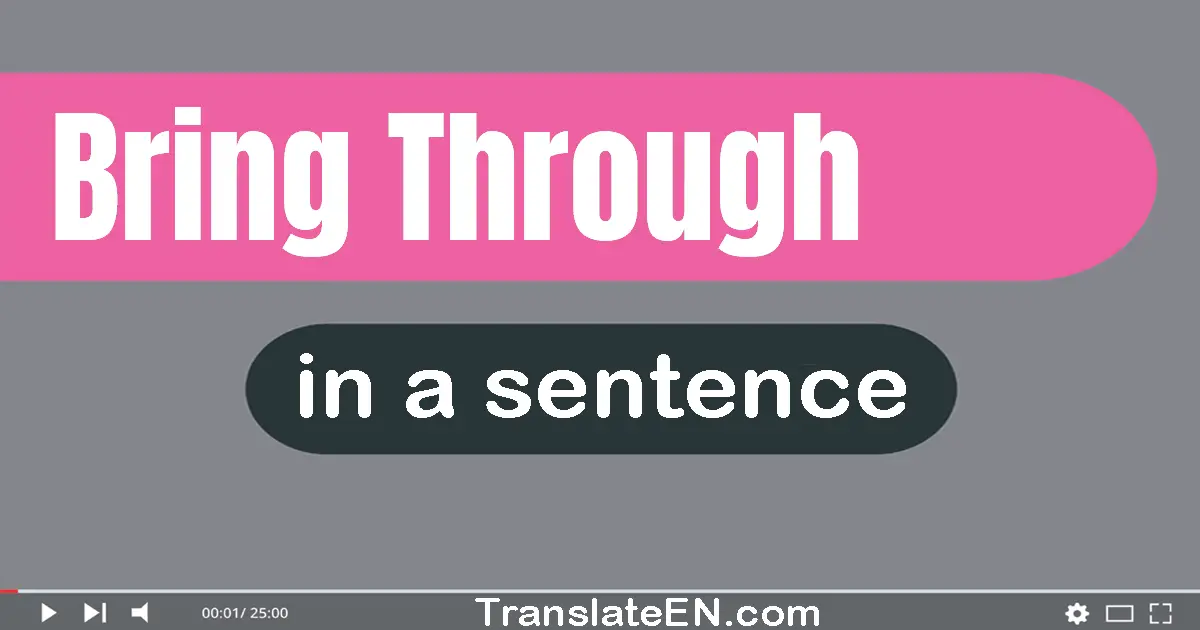 Use "bring through" in a sentence | "bring through" sentence examples