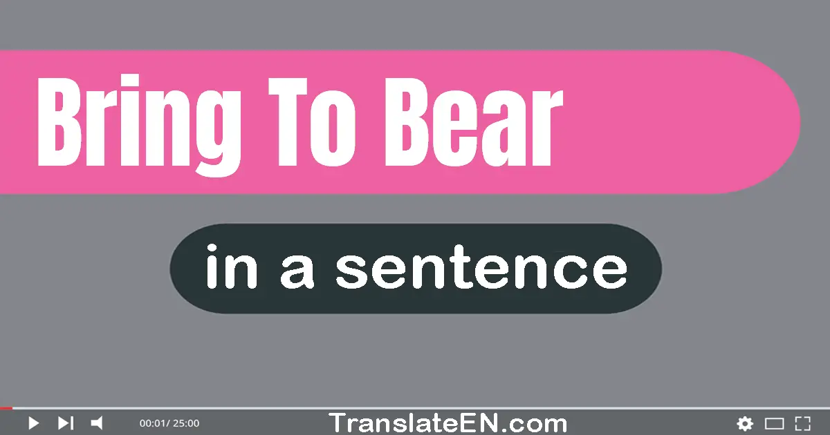 Use "bring to bear" in a sentence | "bring to bear" sentence examples