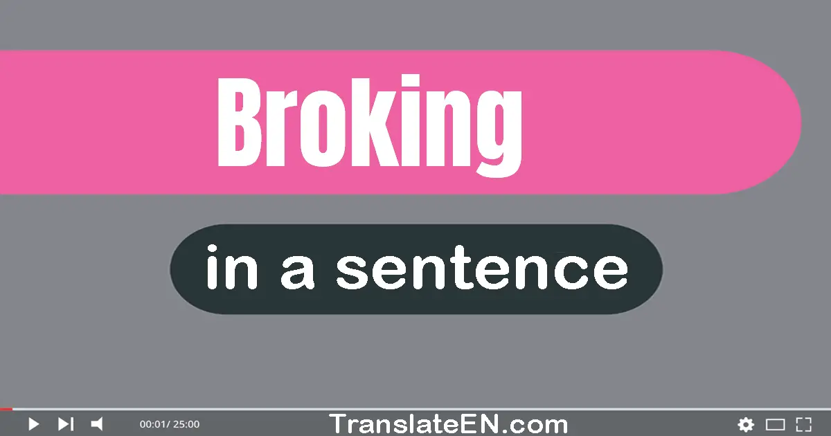 Use "broking" in a sentence | "broking" sentence examples