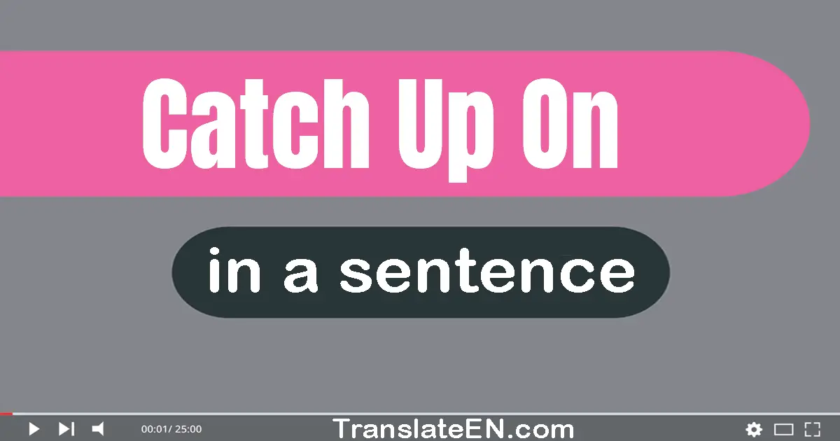 Use "catch up on" in a sentence | "catch up on" sentence examples