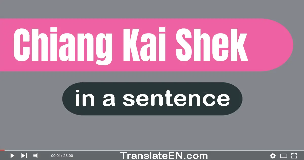 Use "chiang kai-shek" in a sentence | "chiang kai-shek" sentence examples