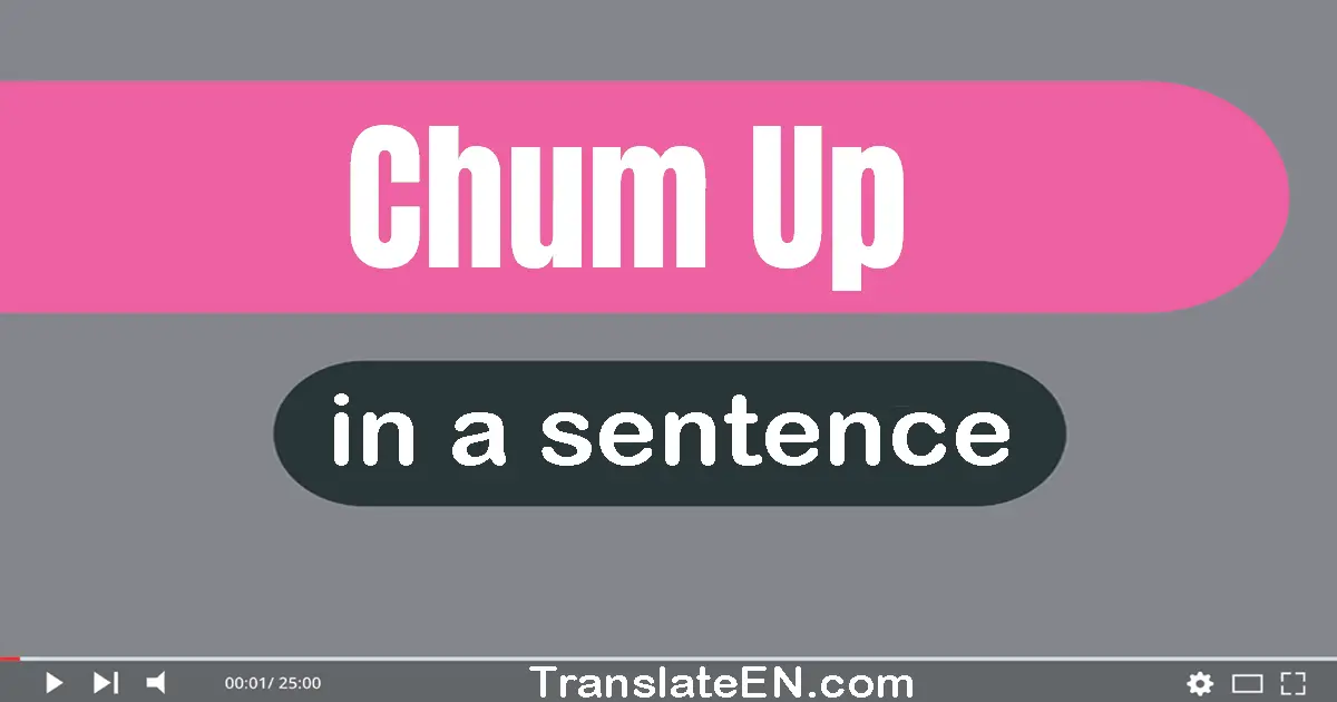 Use "chum up" in a sentence | "chum up" sentence examples