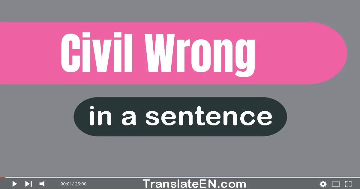 Use "civil wrong" in a sentence | "civil wrong" sentence examples