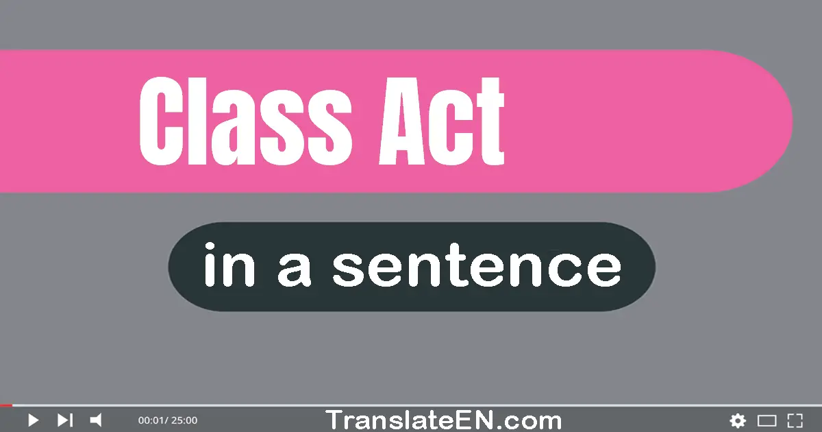 Use "class act" in a sentence | "class act" sentence examples