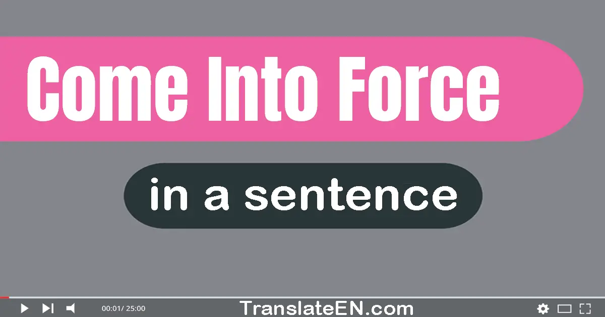 Use "come into force" in a sentence | "come into force" sentence examples