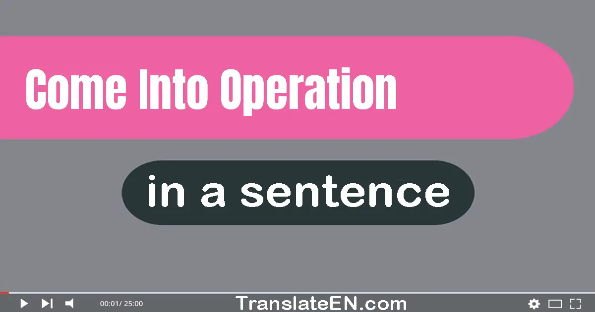 Use "come into operation" in a sentence | "come into operation" sentence examples