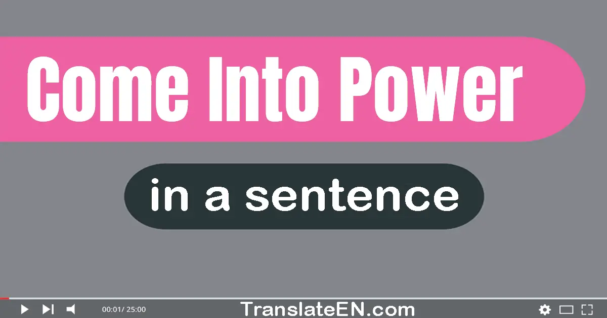 Use "come into power" in a sentence | "come into power" sentence examples