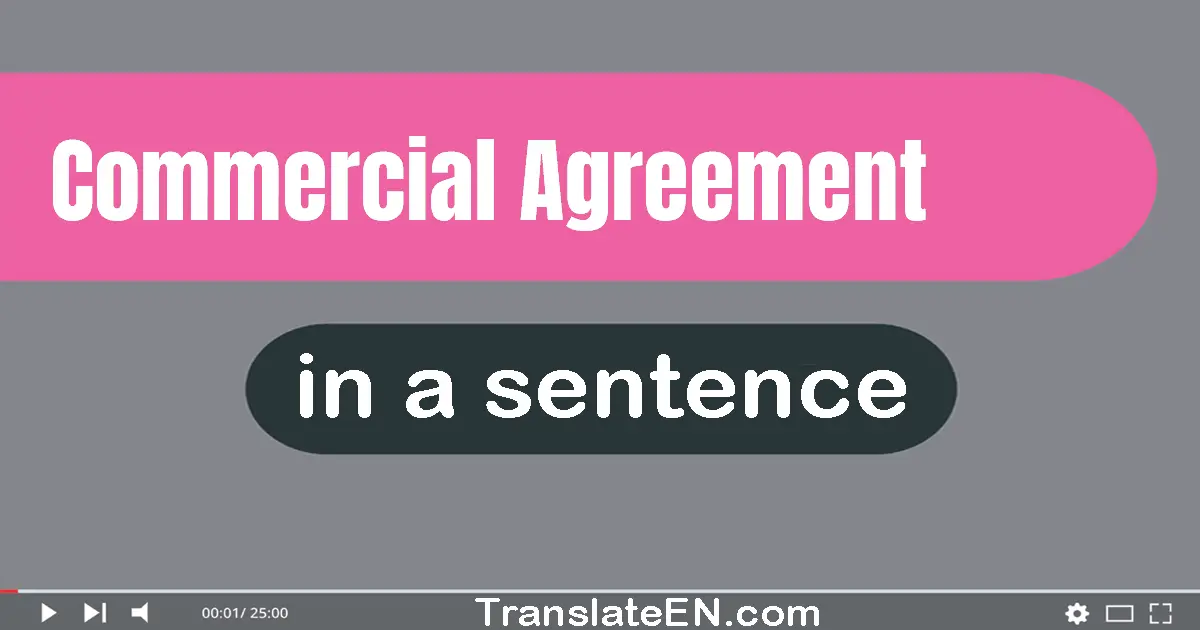 Use "commercial agreement" in a sentence | "commercial agreement" sentence examples
