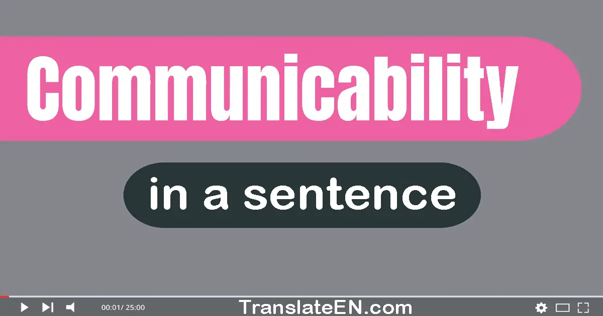 Use "communicability" in a sentence | "communicability" sentence examples