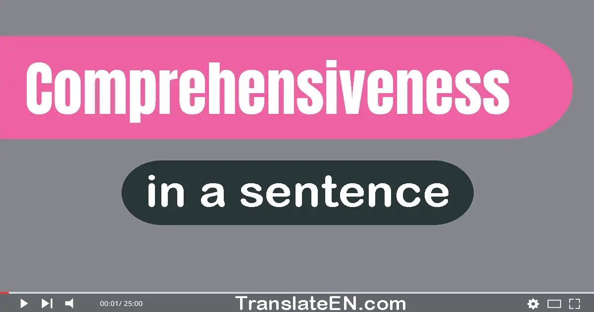 Use "comprehensiveness" in a sentence | "comprehensiveness" sentence examples