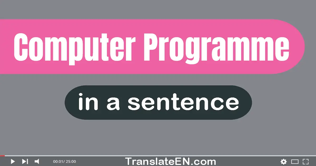 Use "computer programme" in a sentence | "computer programme" sentence examples