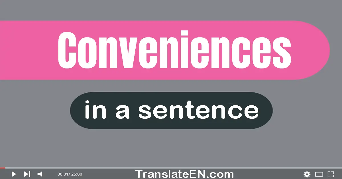 Use "conveniences" in a sentence | "conveniences" sentence examples