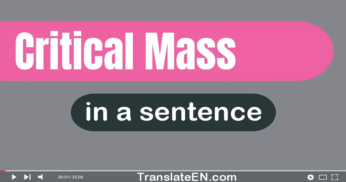 Use "critical mass" in a sentence | "critical mass" sentence examples
