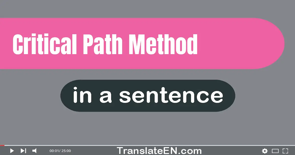 Use "critical path method" in a sentence | "critical path method" sentence examples