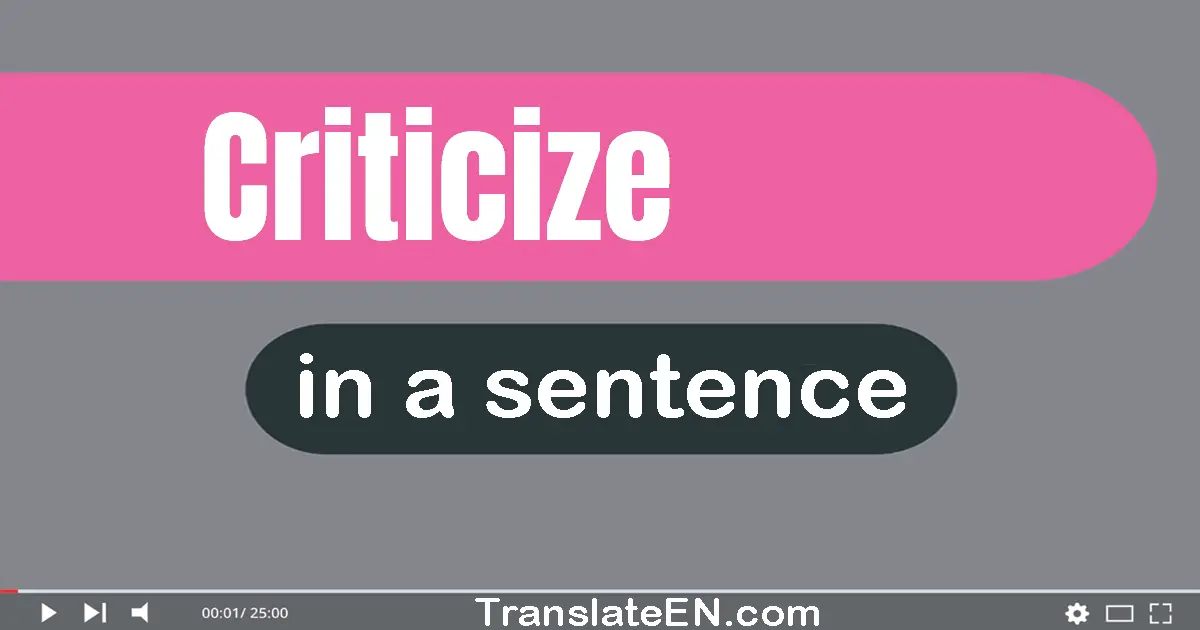 Use "criticize" in a sentence | "criticize" sentence examples