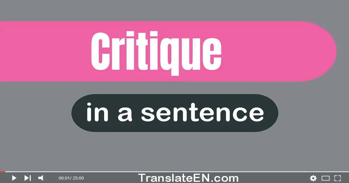 Use "critique" in a sentence | "critique" sentence examples