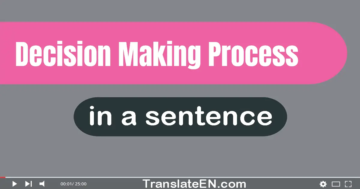 Use "decision-making process" in a sentence | "decision-making process" sentence examples