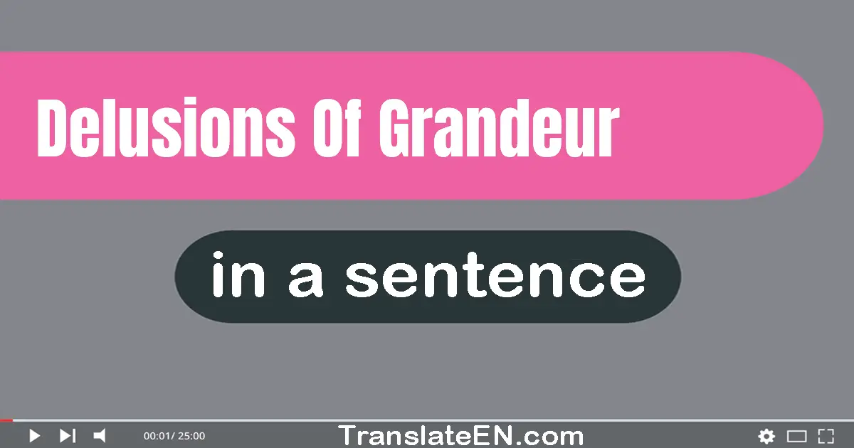 Use "delusions of grandeur" in a sentence | "delusions of grandeur" sentence examples