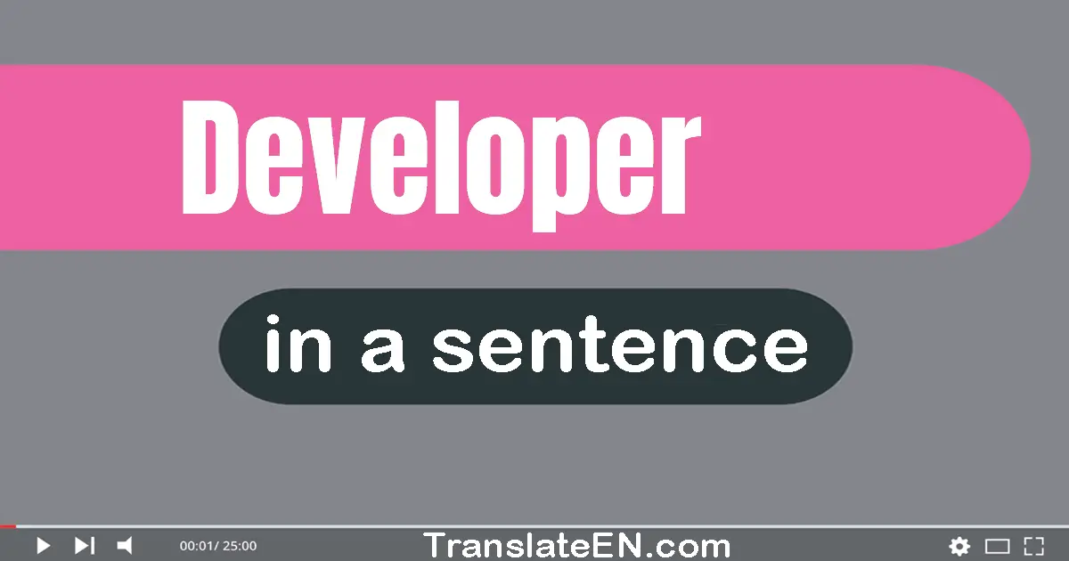 Use "developer" in a sentence | "developer" sentence examples
