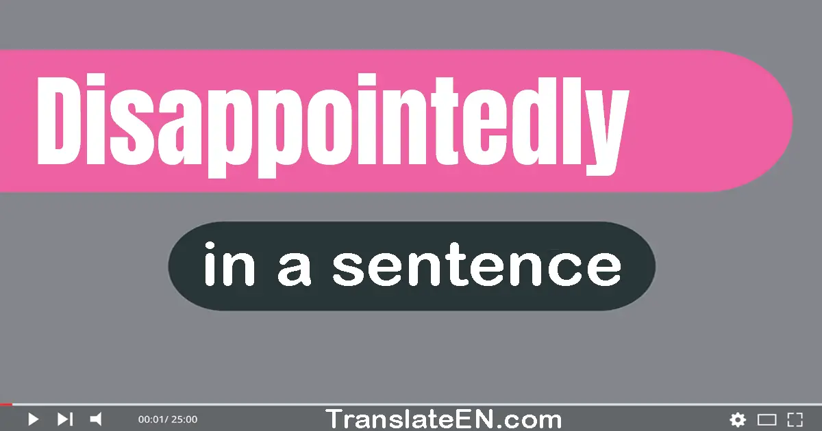 Use "disappointedly" in a sentence | "disappointedly" sentence examples