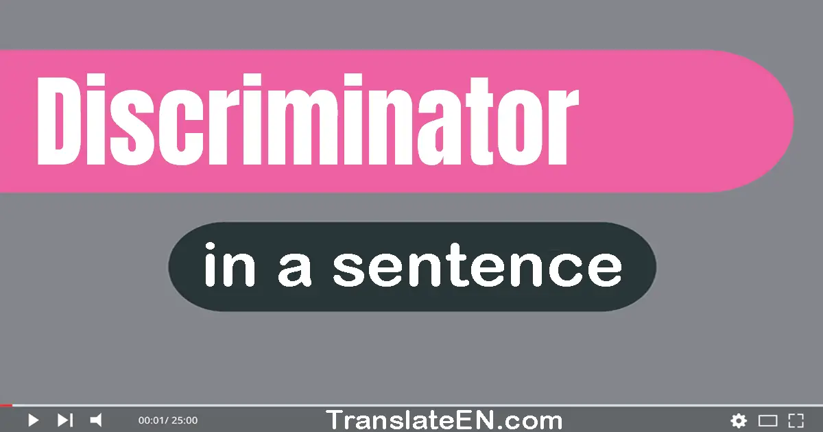Use "discriminator" in a sentence | "discriminator" sentence examples