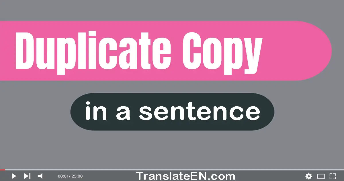 Use "duplicate copy" in a sentence | "duplicate copy" sentence examples