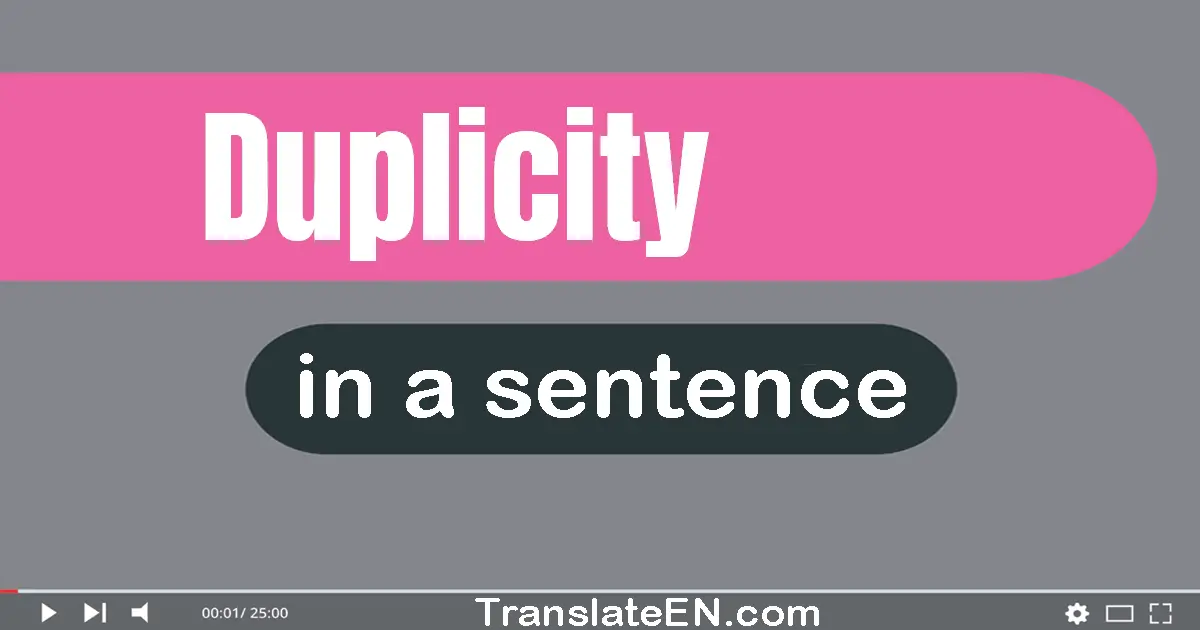 Use "duplicity" in a sentence | "duplicity" sentence examples