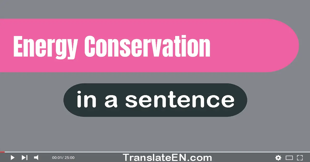 Use "energy conservation" in a sentence | "energy conservation" sentence examples