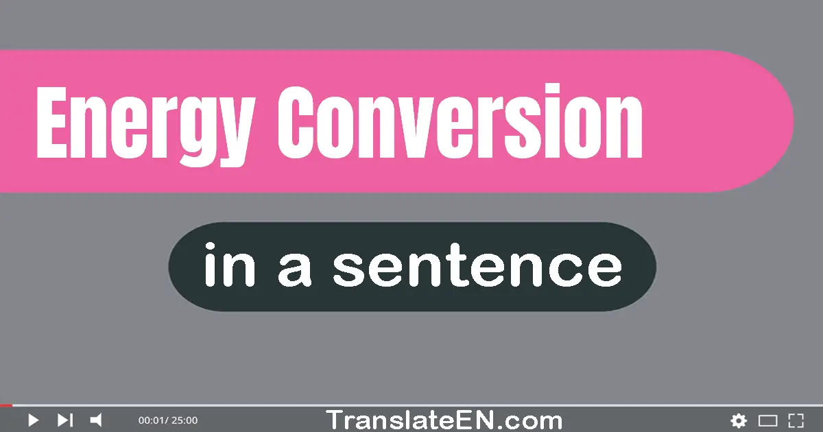 Use "energy conversion" in a sentence | "energy conversion" sentence examples