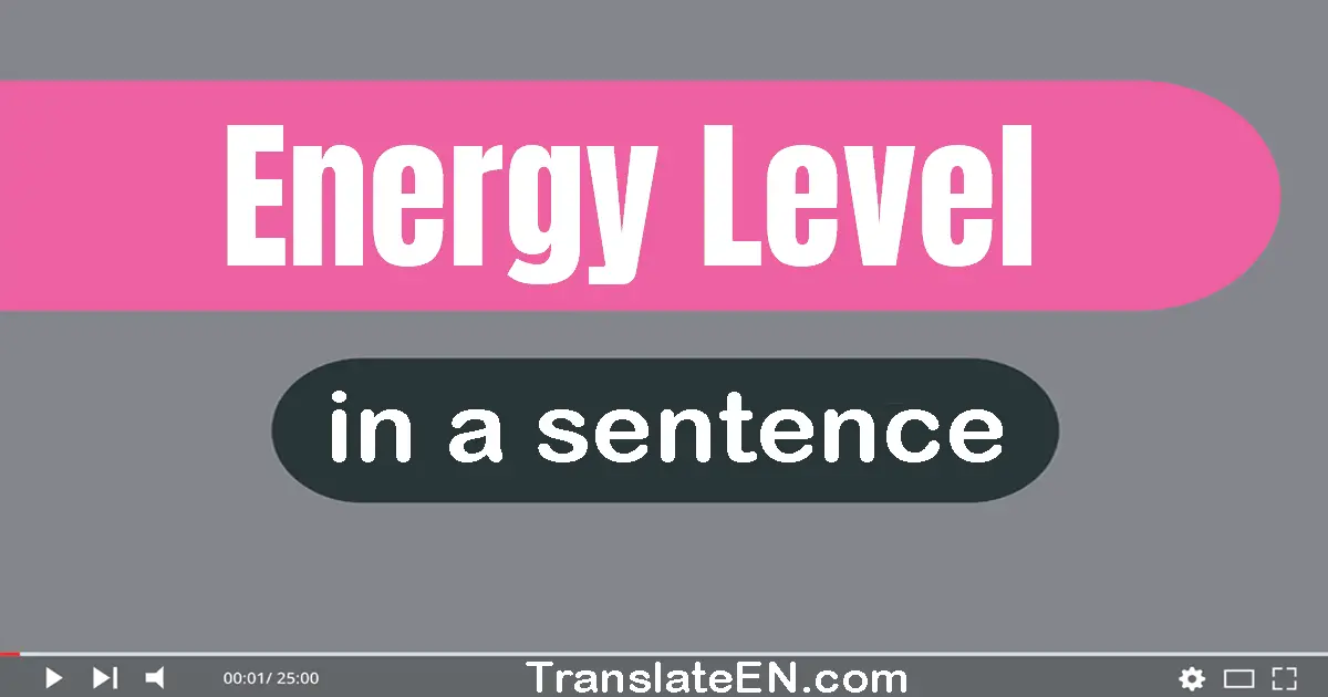 Use "energy level" in a sentence | "energy level" sentence examples