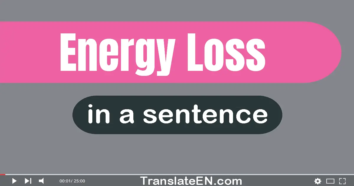 Use "energy loss" in a sentence | "energy loss" sentence examples